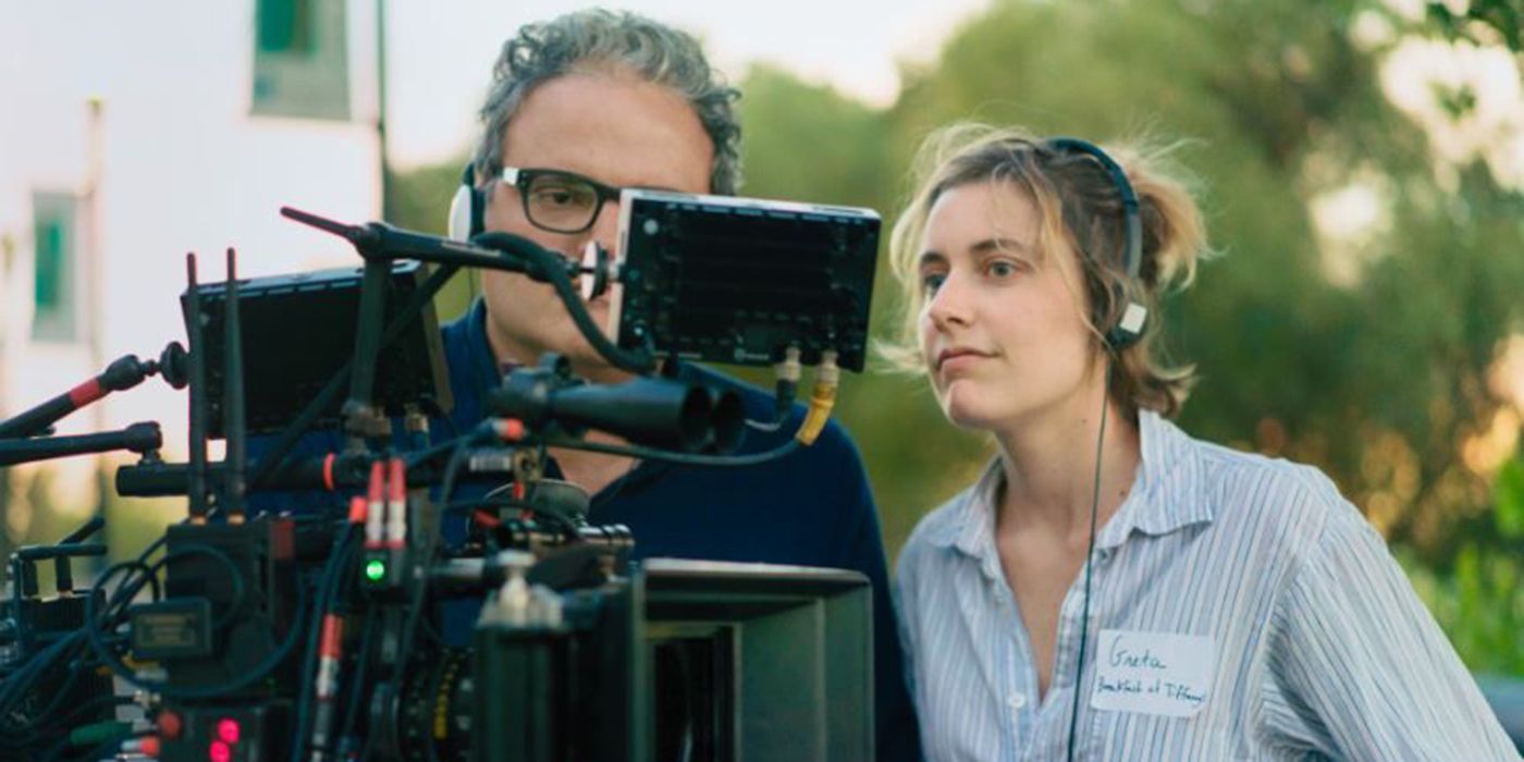 Greta Gerwig on set of Lady Bird
