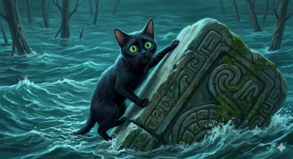 Black Cat—stubborn, fiercely independent, and pathologically afraid of water